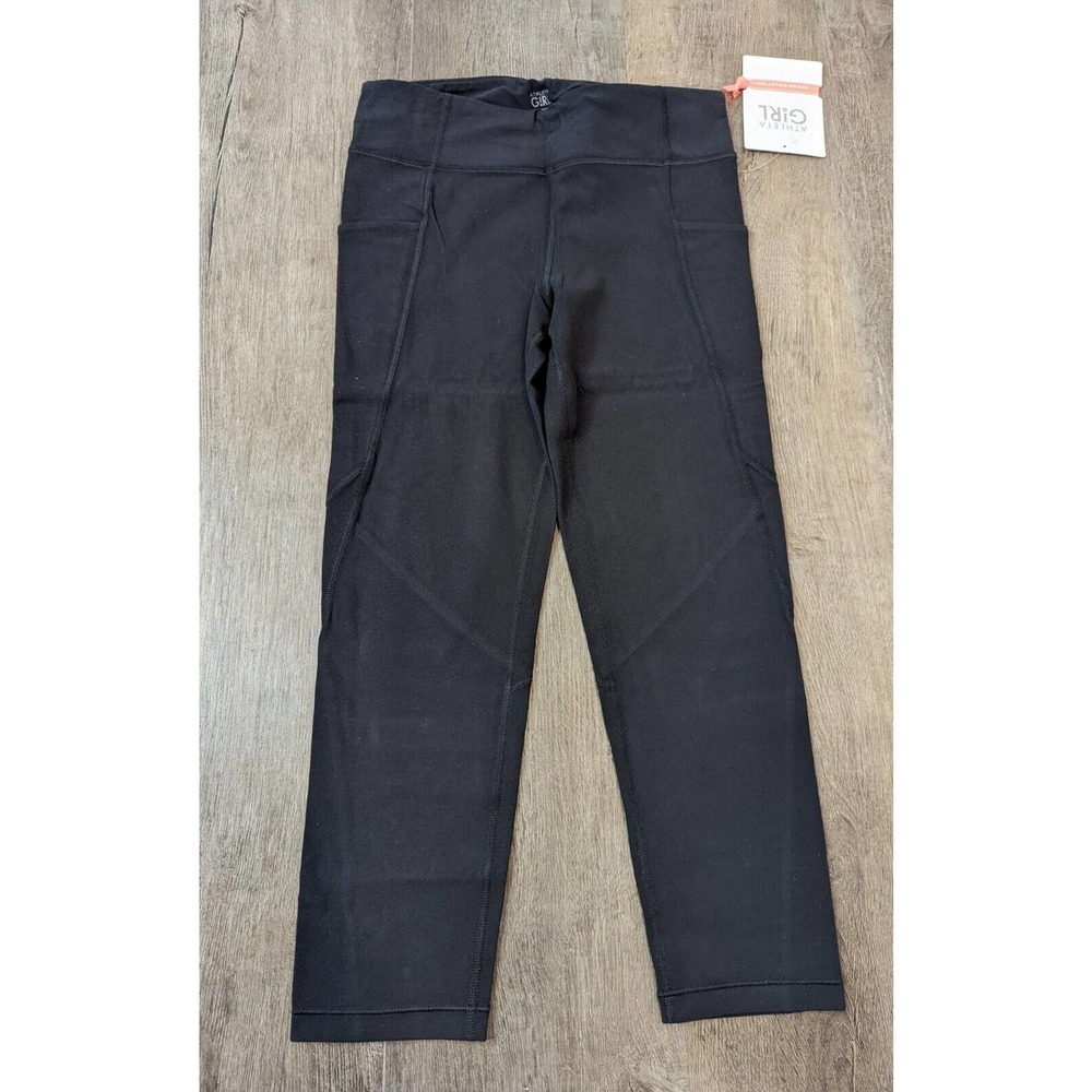 NWT Athleta Girl Fitted Mid Rise Waist Capri Leggings XL Girls Black MSRP $49